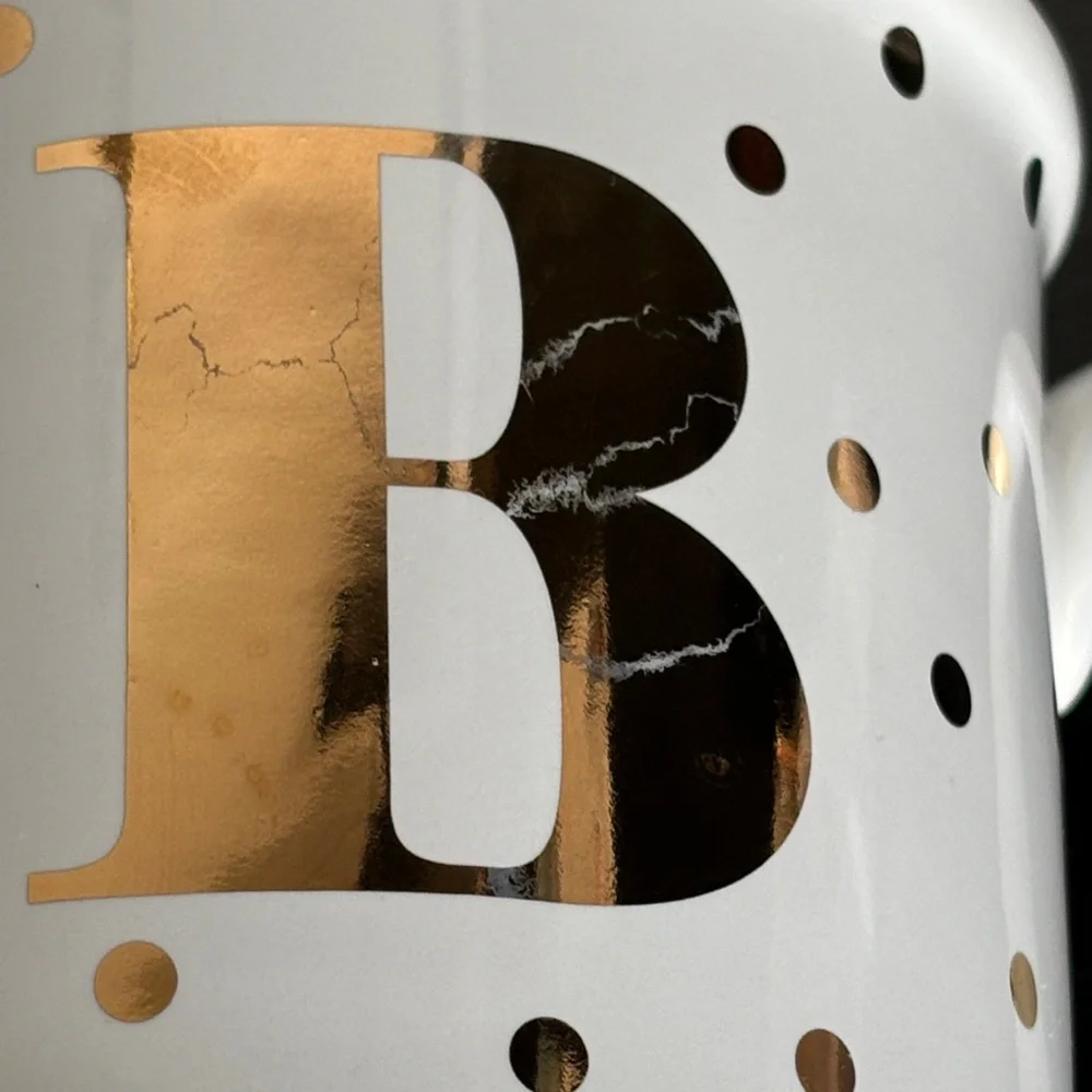 Pier 1 Imports Polka Dot Monogram Mug - White and Gold